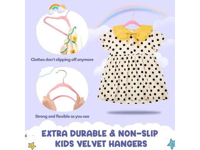HOUSE DAY Velvet Kids Hangers 60 Pack, Premium Childrens Hangers for Closet, Ultra Thin Cute Clothes Hanger, Non Slip Small Felt Hanger 14 Inch for...