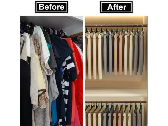30 Pack Pants Hangers with Clips for Women POZEAN Pant Hanger with Adjustable Non-Slip Clip for Skirt, Shorts, Jeans, Kids Clothes,Coat, and More...