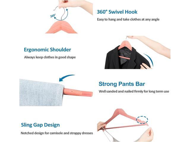Cedar Hangers for Closet 20 Pack, Wooden Hangers with Smooth Notches, Sturdy Cedar Wood Coat Hangers with 360 Rotating Hook Great for Refresh Closet