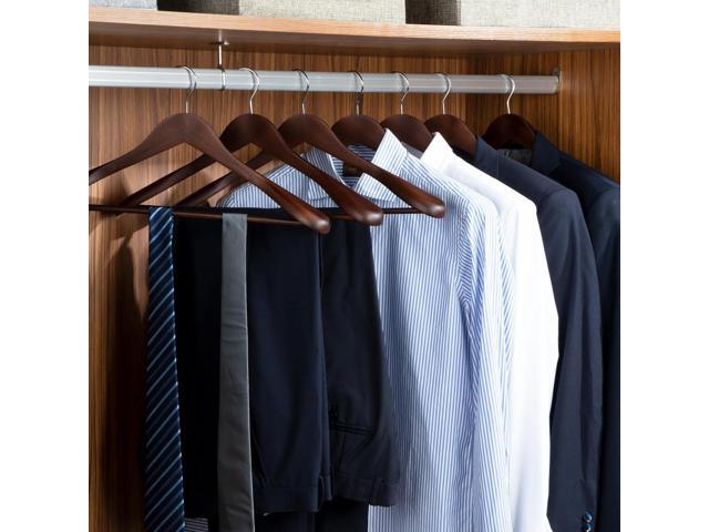 ELONG HOME Coat Hanger, 6 Pack Heavy Duty Wooden Hangers with Extra Wide Shoulder, 17.5' Luxury Suit Hanger for Closet, Walnut with 360 Swivel Hook...