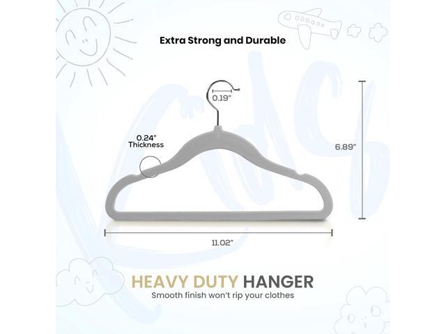 Utopia Home Kids Hangers Velvet (50 Pack) - 11 Inch Durable Baby Hangers for Closet - Perfect for Toddler & Non Slip for Everyday Use (Grey)