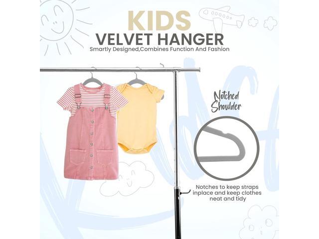Utopia Home Kids Hangers Velvet (50 Pack) - 11 Inch Durable Baby Hangers for Closet - Perfect for Toddler & Non Slip for Everyday Use (Grey)