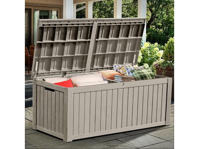 YITAHOME 180 Gallon Large Deck Box w/Divider, XL Waterproof Outdoor Storage for Patio Furniture,Outdoor Cushions, Garden Tools, Sports Equipment.