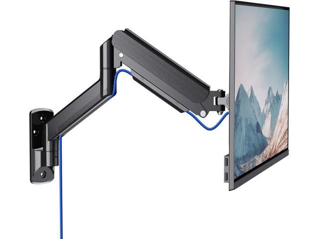 WALI Single Monitor Wall Mount, Gas Spring Monitor Arm for 1 Screen up to 32 inch, 22 lbs. Fully Adjustable Arm Max Extension 19.3 inch (GSWM001),...
