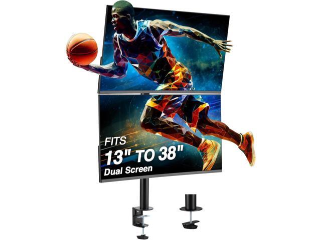 AVLT 38' Vertical Ultrawide Monitor Mount Stand Two Stacked 26.5 lbs Screens on Heavy-Duty Pole Save Workspace with Fine-Tune Height Tilt Swivel...