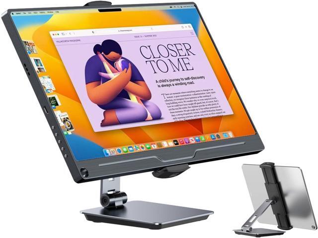 UPERFECT 5.9''-17.3'' Portable Monitor Stand, Adjustable 360° Swivel Bracket, 180° Tiltable Clamp, Heavy Duty Aluminum Stand for Pad/Tablet