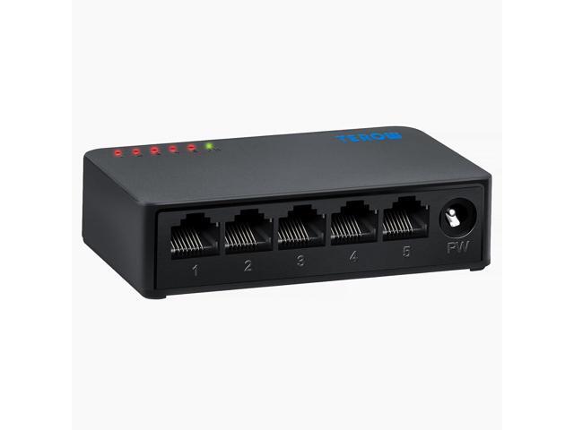 5 Port Gigabit Unmanaged Network Switch, Portable Switch Plug & Play Fanless Housing, Black