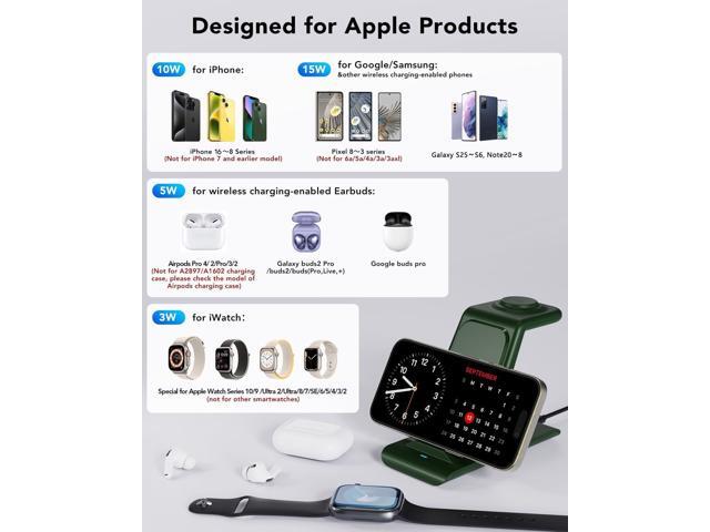 HATALKIN 3 in 1 Wireless Charging Station Compatible for Apple Products Multiple Devices Charger for Apple Watch ultra 10 9 8 7 SE 6 5 AirPods Pro...