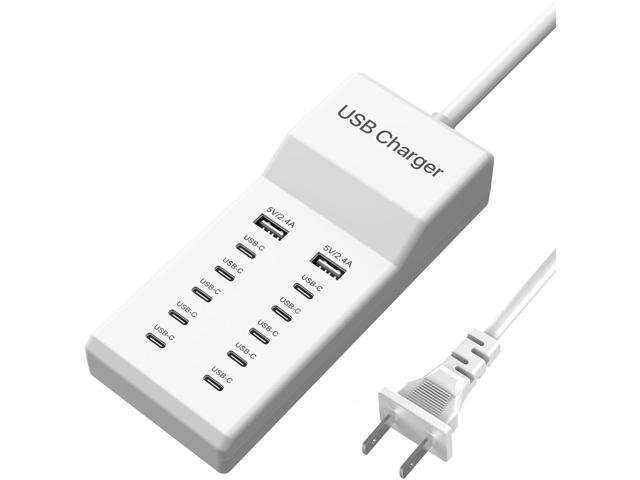 USB C Charger, 12 Ports USB Charging Station, 60W MultiPort Charger[10 USBC+2 USBA], Compatible with iPhone/iPad/Samsung/Google Pixel/Watch/Headphones