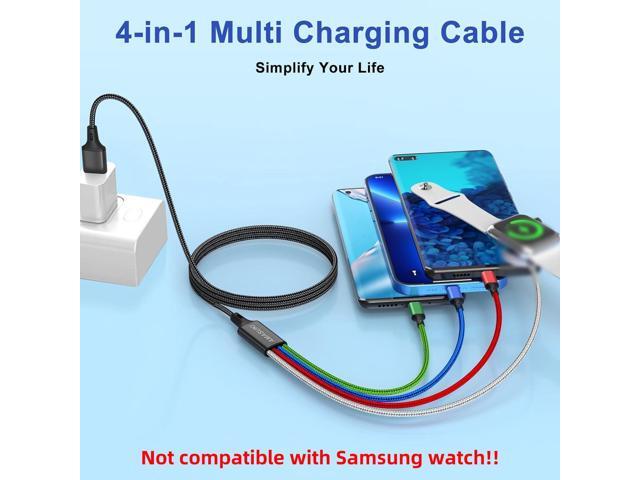 Upgraded Multi Charging Cable for Apple Watch Charger 4 in 1 Magnetic iWatch Charger Nylon Braided USB C/L/Micro Compatible with iWatch Series...