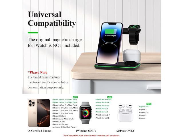 Minthouz Phone Wireless Charger, 18W Fast Charging Station for iWatch (Watch Charger is NOT included), AirPods, Wireless Charger Stand Compatible...