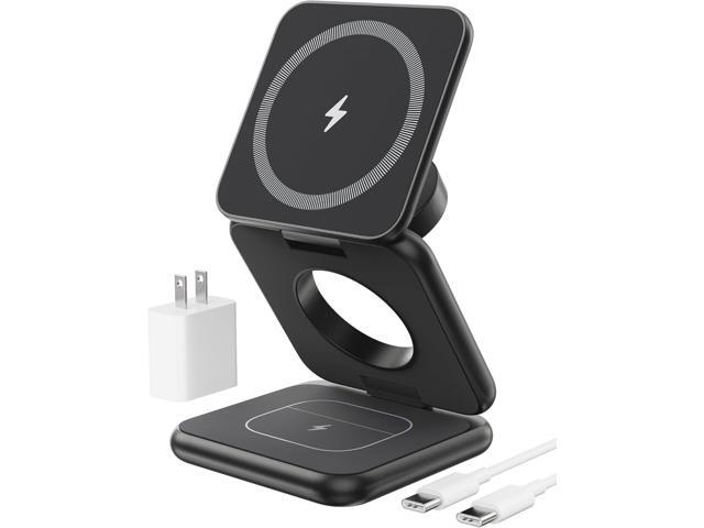 Foldable Magnetic Wireless Charger, KU XIU X40 Aluminum Alloy 3 in 1 Charging Station for Apple, Fast Charging Travel Charger for iPhone 16 15 14...