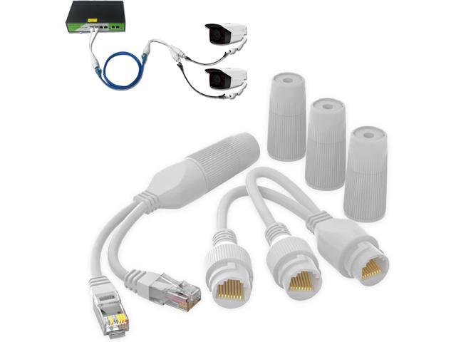 Ethernet Splitter, Waterproof PoE Combiner Splitter Adapter, Run 2 IP Cameras on 1 Network Cable