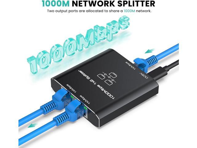 Ethernet Splitter 1 to 2, High Speed Gigabit 1000Mbps, LAN Network Splitter with USB Power Cable, Gigabit RJ45 Internet Ethernet Splitter for Cat...