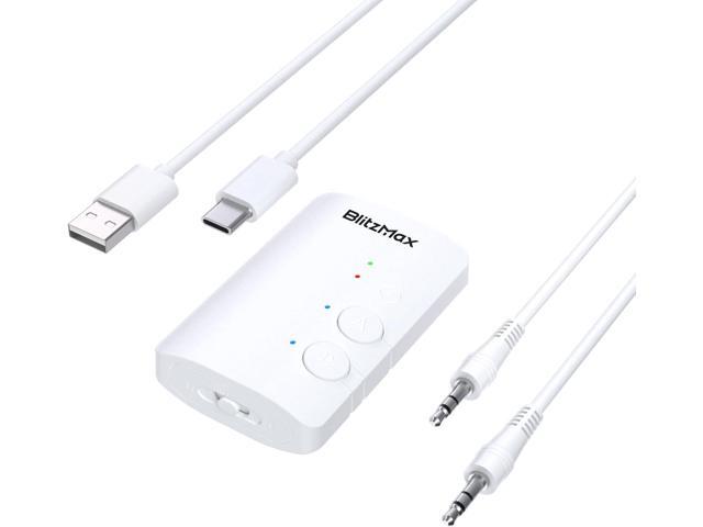 Bluetooth 5.3 Adapter Transmitter/Receiver 2-in-1 Mini Wireless with 3.5mm Audio Cable, Dual Link AptX Adaptive Bluetooth Adapter for...