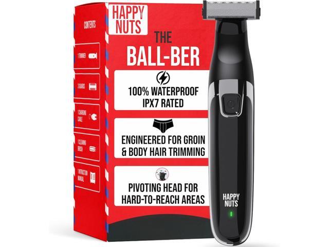 HAPPY NUTS The Ballber Electric Body Hair Trimmer for Men - Mens Body Groomer Kit for Privates - IPX7 Waterproof Shaver for Hard to Reach Areas