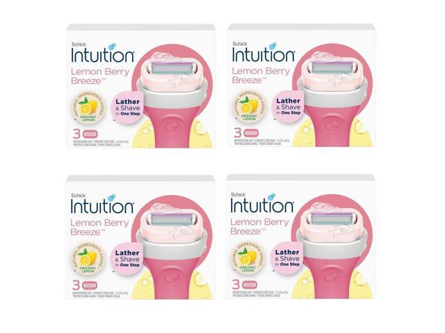 Schick Intuition Lemon Renewing Moisture Women Razor Refill Cartridges, New Version 2022 (Lemon 12 Count (4Pack))