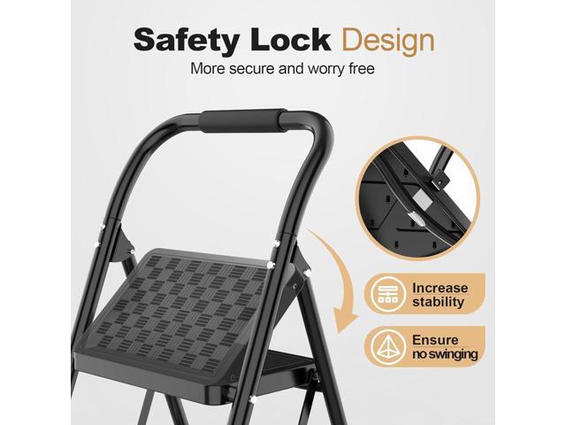 HBTower 2 Step Ladder, Step Stool for Adults,2 Step Ladder Folding Step Stool with Wide Pedal Ergonomic Design