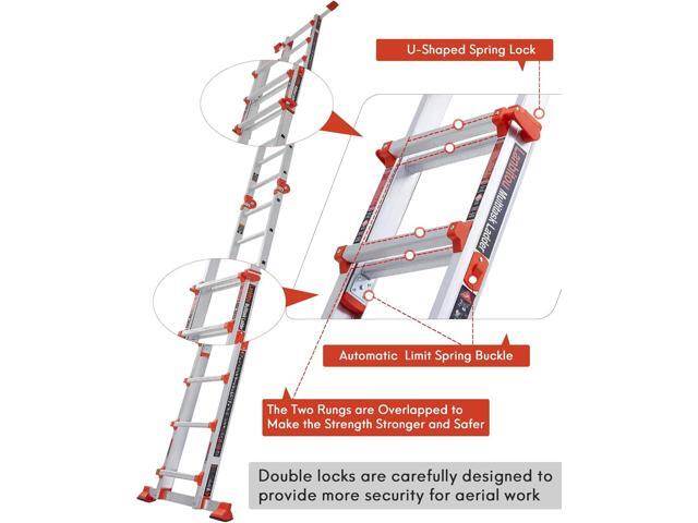 Ladder, A Frame 5 Step Ladder Extension, 17 Ft Anti-Slip Multi Position Ladder, Storage Folding Ladder, 330 lbs Security Load Telescoping Aluminum...