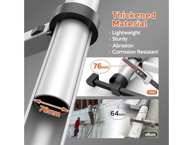 12.5FT Telescoping Ladder, Collapsible Ladder with Bottom Stabilizers, Slow Descent, One-Click Retraction to Protect FingerSuitable for RV or...
