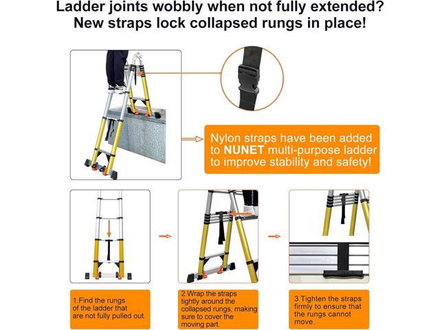 20FT A Frame Telescoping Ladder, Type-A Collapsible Extension Ladder with Double Balance Bar & Wheels, 330lbs Capacity, EN131 Certified Portable...