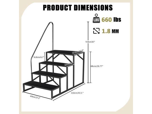Step Ladder, Step Stool with Handle, Heavy Duty Pool Ladder Above Ground 660Lbs, Camper Steps Outdoor Steps RV Stairs for Reaching High, Portable...