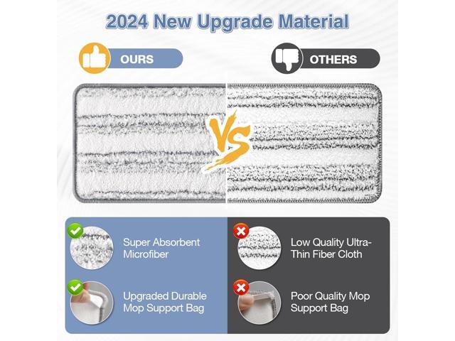 Flat Mop Head Replacement Pads Compatible with Joy-MOOP Mop and Bucket Set, Reusable Washable Squeeze Microfiber Mop Refills for Oshang Bosheng Mop...