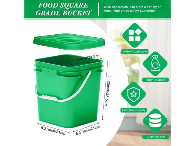 Mumufy 5 Pcs 3.5 Gallon Square Food Grade Bucket with Lid Square Bucket Pail with Plastic Handles for Storing Dry Food, Charcoal, Camping, Fishing...