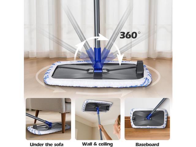 MASTERTOP Microfibre Flat Mop, Extended Wet Dry Large Floor Mop with 5 Reusable Pads & Telescopic Handle, Dust Mops for Laminate Wooden Hard Floor...