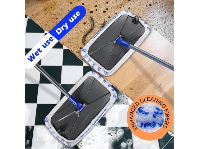 MASTERTOP Microfibre Flat Mop, Extended Wet Dry Large Floor Mop with 5 Reusable Pads & Telescopic Handle, Dust Mops for Laminate Wooden Hard Floor...