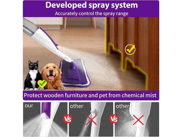 Mops for Floor Cleaning Wet Spray Mop with 14 oz Refillable Bottle and 3 Washable Microfiber Pads Home or Commercial Use Dry Wet Flat Mop for...