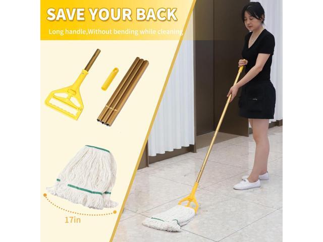 Commercial Mop Bucket with Side-Press Wringer for Floor Cleaning, 35 Quarts, Yellow, Including One Commercial Mop