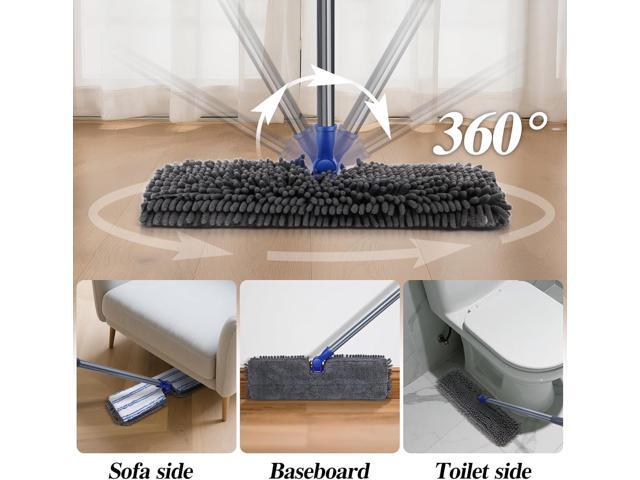 Two Sided Dust Mop Floor Cleaning System, MASTERTOP 360 Microfiber Mop with Stainless Steel Handle,Wet Dry Mop,Flat Flip Mops for Hardwood,...