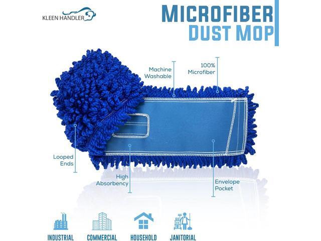 Kleen Handler 24 inch Microfiber Dust Mop Medium Washable Commercial Mop Head Replacement, Pack of 3