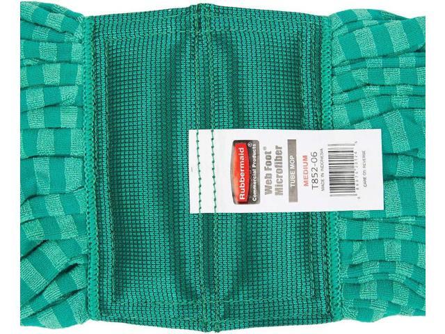 Rubbermaid Commercial Products Web Foot Medium 20 Ounce Microfiber Tube Wet Mop 5' Headband Green for General Purpose Floor Cleaning Abrasive...