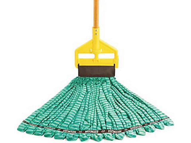 Rubbermaid Commercial Products Web Foot Medium 20 Ounce Microfiber Tube Wet Mop 5' Headband Green for General Purpose Floor Cleaning Abrasive...