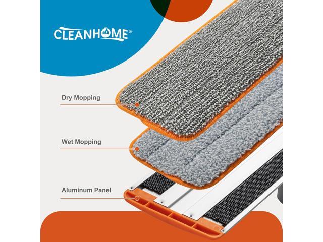 Microfiber Mop Floor Dust Mop with Extendable Long Handle, Flat Mop with 4 Reusable Pads and 1 Dirt Removal Scrubber, Suitable for Home Kitchen...