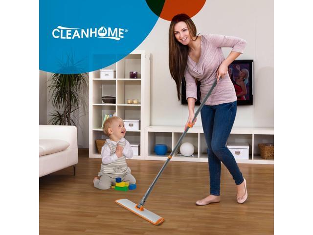 Microfiber Mop Floor Dust Mop with Extendable Long Handle, Flat Mop with 4 Reusable Pads and 1 Dirt Removal Scrubber, Suitable for Home Kitchen...