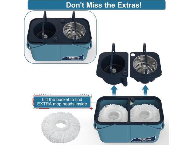 Mops and Buckets for Floor Cleaning, 360 Spin Mop and Bucket with Separates Dirty and Clean Water,4-Chamber Mop Bucket with Wringer Set for Home...