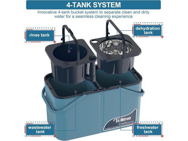Mops and Buckets for Floor Cleaning, 360 Spin Mop and Bucket with Separates Dirty and Clean Water,4-Chamber Mop Bucket with Wringer Set for Home...