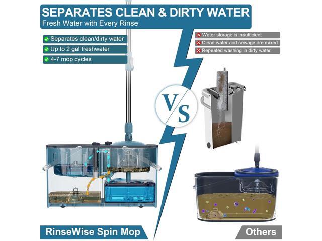 Mops and Buckets for Floor Cleaning, 360 Spin Mop and Bucket with Separates Dirty and Clean Water,4-Chamber Mop Bucket with Wringer Set for Home...