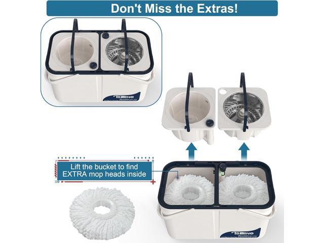 Mop and Bucket with Wringer Set for Home, Spin Mop and Bucket Separates Dirty and Clean Water,4-Chamber Mop Bucket, Best Household Cleaning Tools...