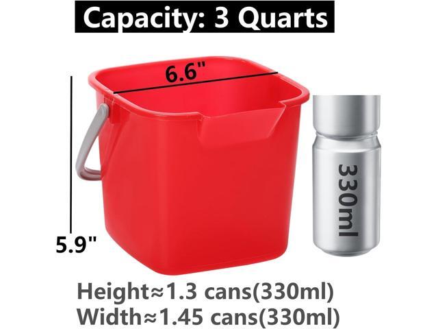 Peohud 4 Pack Sanitizing Buckets, 3 Quart Small Cleaning Pail, Square Detergent Bucket with Spout and Handle for Home, Offices, School, Commercial Use