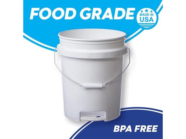 Hudson Exchange 5 Gallon Bucket with Bottom Grip Handle, HDPE, White, 14 Pack