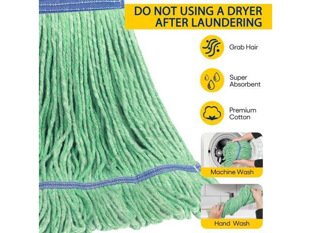 Matthew Cleaning Heavy Duty Mop Head Commercial Replacement for General and Floor Cleaning, Wet Industrial Blue Cotton Looped End String Head...