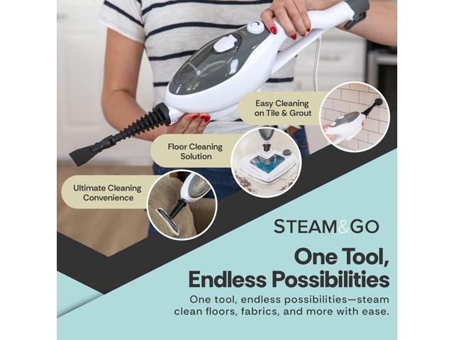 Steam and Go 10-in-1 Steam Mop - Multi-Functional Floor Steamer for Home Use w/Detergent Chamber, Detachable Handle & Handheld Steam Cleaner for...