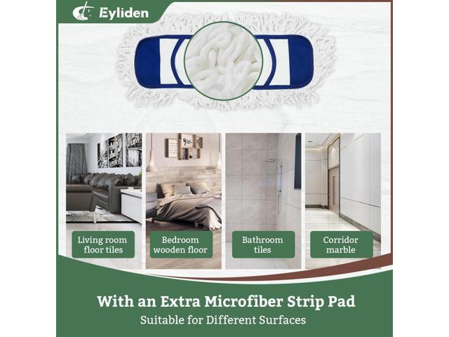 Eyliden Dust Mop with Reusable Washable Pads - One Touch Replacement, Height Adjustable Handle, Total 2 Mop Cloths, Wet Dry Mops for Floor...