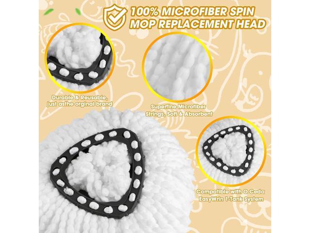 10 Pack Spin Mop Replacement Heads, 360° Microfiber Spin Mop Refills for O-Cdea EasyWrin 1-Tank System, Machine Washable Mop Replace Head for Easy...