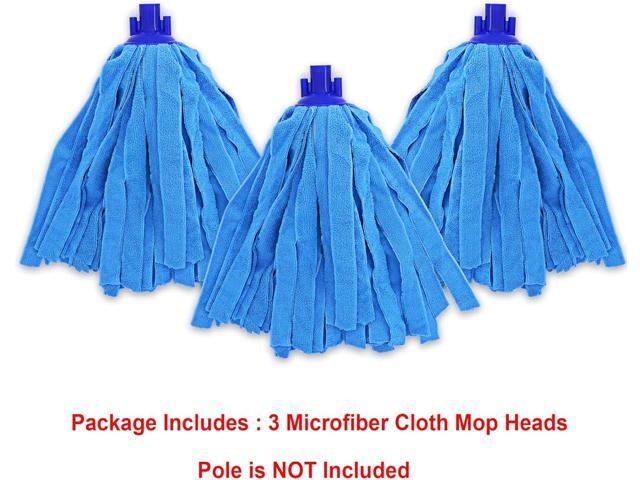 Microfiber Cloth Mop Head Replacement, String Mop Refills Screw onto All Standard US Threading Pole Mop Handle Rod 3 Packs