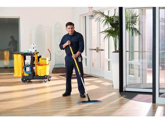 Rubbermaid Commercial Products Microfiber Adaptable Flat Mop Kit for WaveBrake, Yellow, Extendable Handle, for Heavy-Duty...